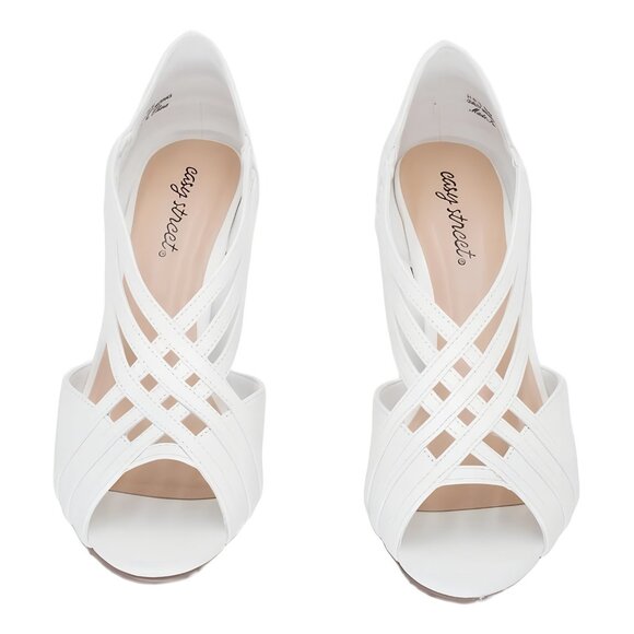 Easy Street Peep Toe Strappy Dress Pumps White 8.5M - Picture 5 of 6
